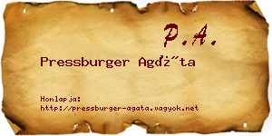 Pressburger Agáta névjegykártya